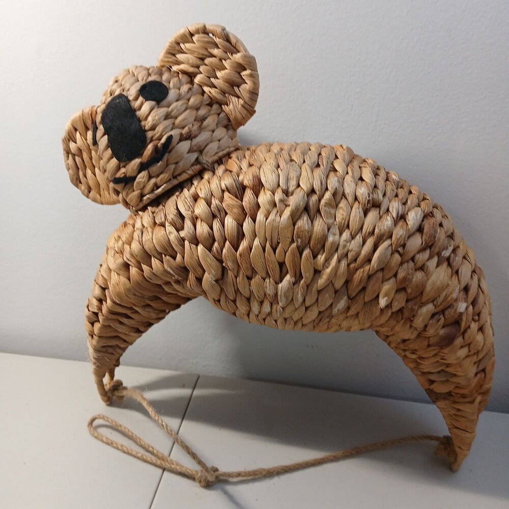 Hyacinth Hanging Koala Bear Basket Planter 12” Upside Down Boho Decor Nature - Picture 4 of 6